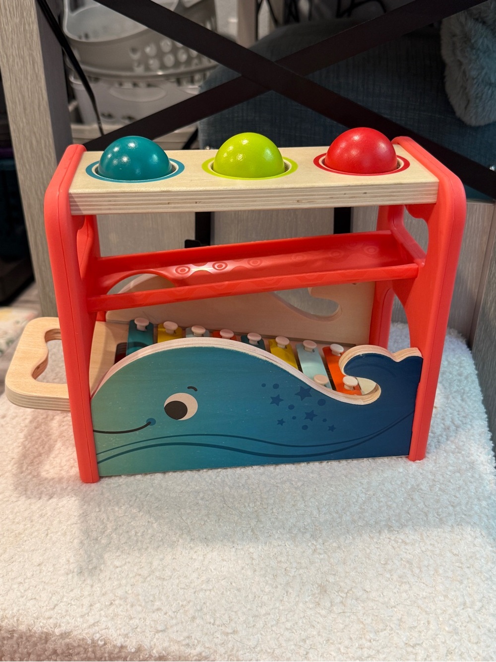 Battat Wooden Whale Pound & Tap Bench with Xylophone | Montessori Musical Toy - Picture 6 of 9